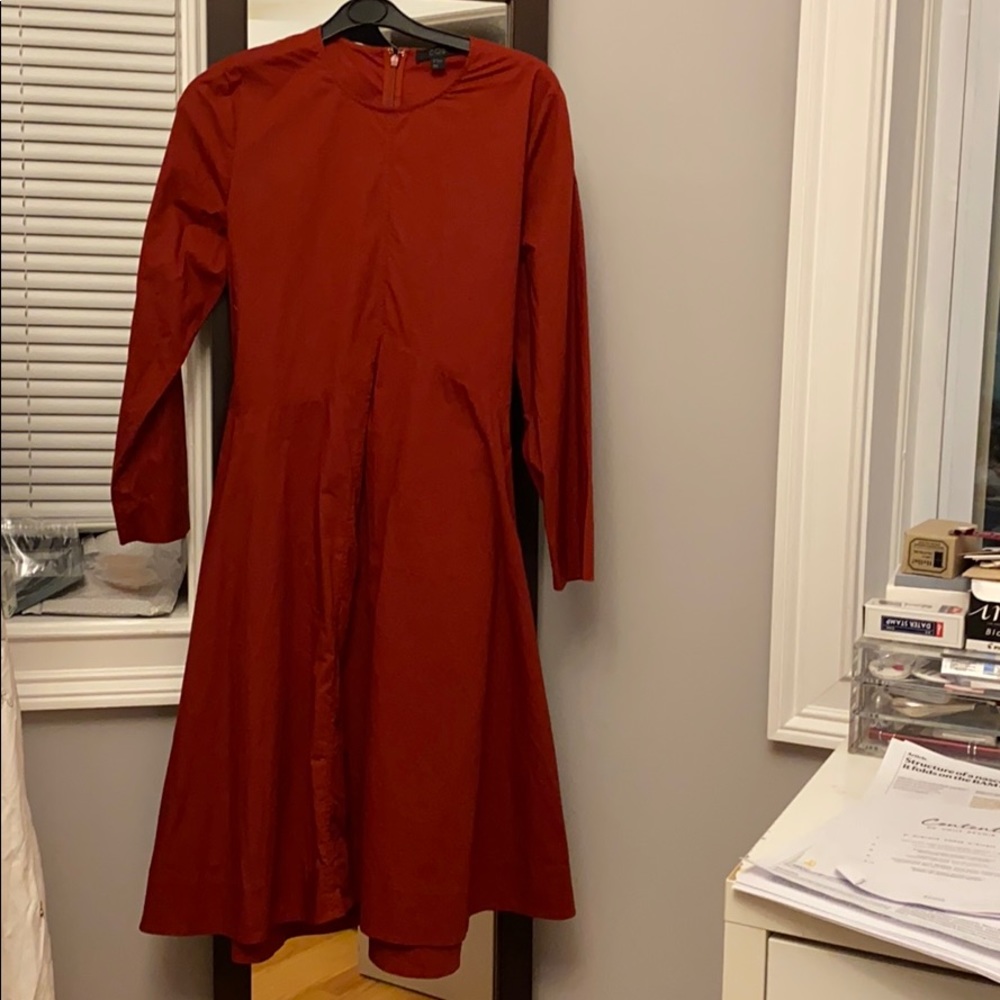 COS tie back red orange t-shirt dress/ Size 36